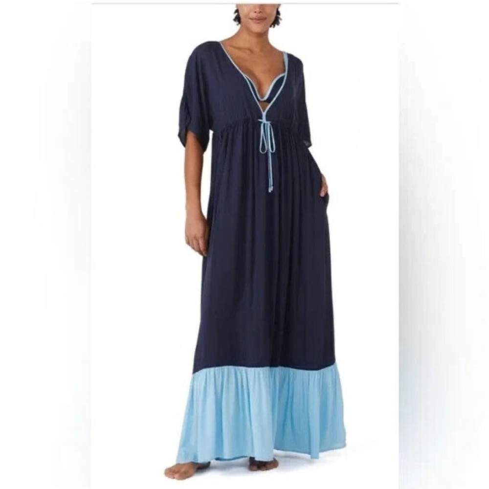 Kate Spade New York Women's Contrast Solid Tiered Cover Up Dress. MSRP $180